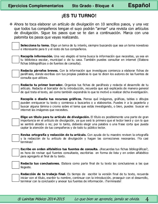 5to grado bloque 4 ejercicios complementarios