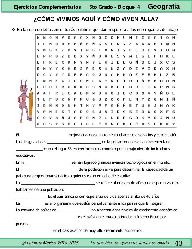 5to Grado Bloque 4 Ejercicios Complementarios FA1