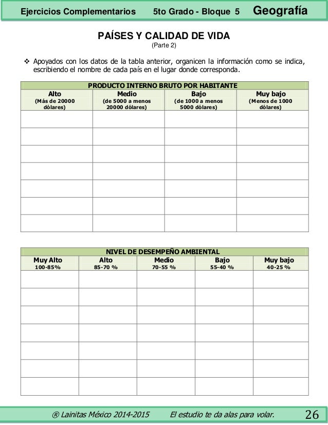 5to Grado Bloque 5 Ejercicios Complementarios