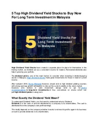 5 Top High Dividend Yield Stocks To Buy Now For Long Term Investment