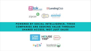 P O W E R E D B Y S O C I A L I N T E L L I G E N C E , T H E S E
C O M PA N I E S A R E S E E K I N G VA L U E T H R O U G H
S H A R E D A C C E S S , N O T J U S T S A L E S
 