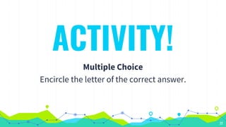 ACTIVITY!
Multiple Choice
Encircle the letter of the correct answer.
22
 