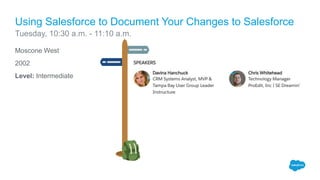 Moscone West
2002
Level: Intermediate
Using Salesforce to Document Your Changes to Salesforce
Tuesday, 10:30 a.m. - 11:10 a.m.
 