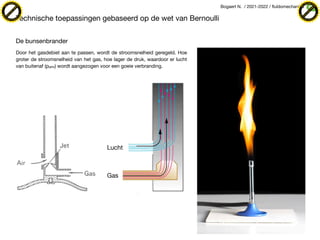 Bogaert N. / 2021-2022 / fluïdomechanica
De bunsenbrander
Door het gasdebiet aan te passen, wordt de stroomsnelheid gerege...
