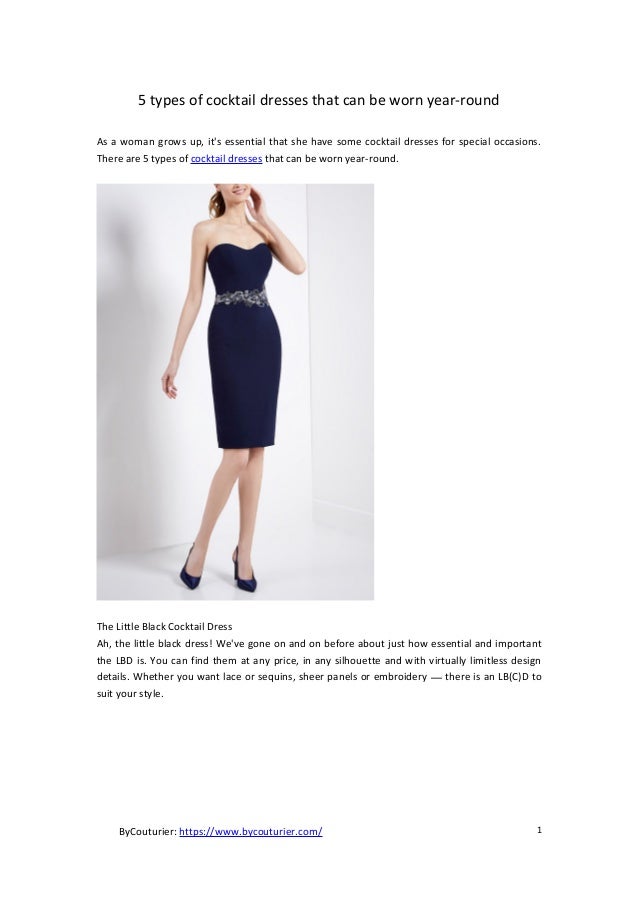 types of cocktail dresses