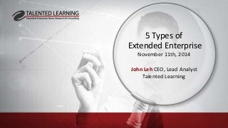 5 Types of 
Extended Enterprise 
November 11th, 2014 
John Leh CEO, Lead Analyst 
Talented Learning 
 
