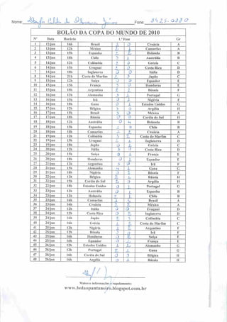 Nome:
*J'"T "tMaiores informações c regulamento:
www.bolaopuntnneiro.biogspot.coni.br
 