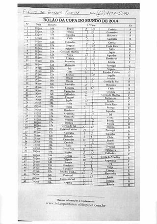 . ~_
•klAíZL xztíásè ;,'t'tu t™(6?)<?í?p-ysóQ
BOLÃO DA COPA DO MUNDO DE 2014
 