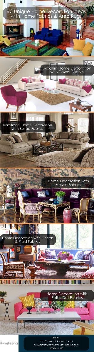 5 unique home decoration ideas with home fabrics & area rugs