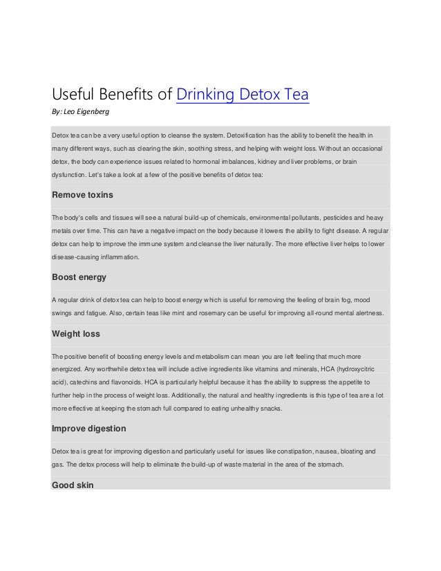5 useful benefits of drinking detox tea