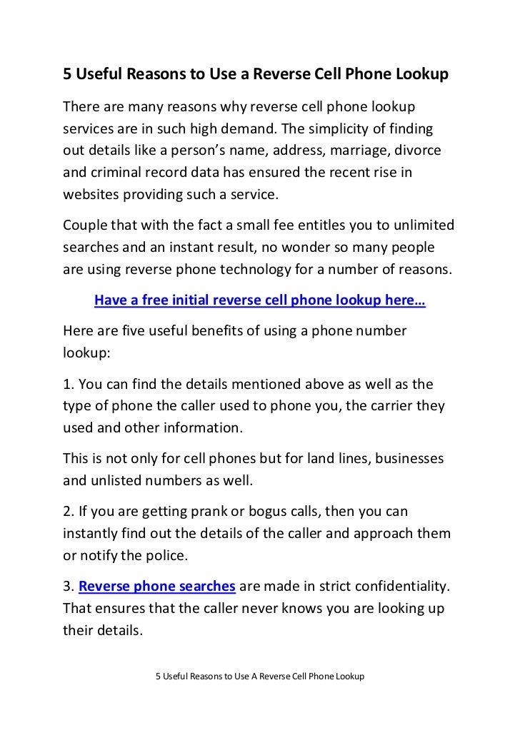 What are the benefits of a free reverse phone lookup?
