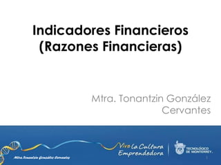 Indicadores Financieros
(Razones Financieras)
Mtra. Tonantzin González
Cervantes
Mtra.Tonantzin González Cervantes 1
 