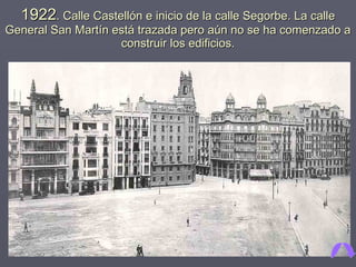1922 . Calle Castellón e inicio de la calle Segorbe. La calle General San Martín está trazada pero aún no se ha comenzado a construir los edificios. 