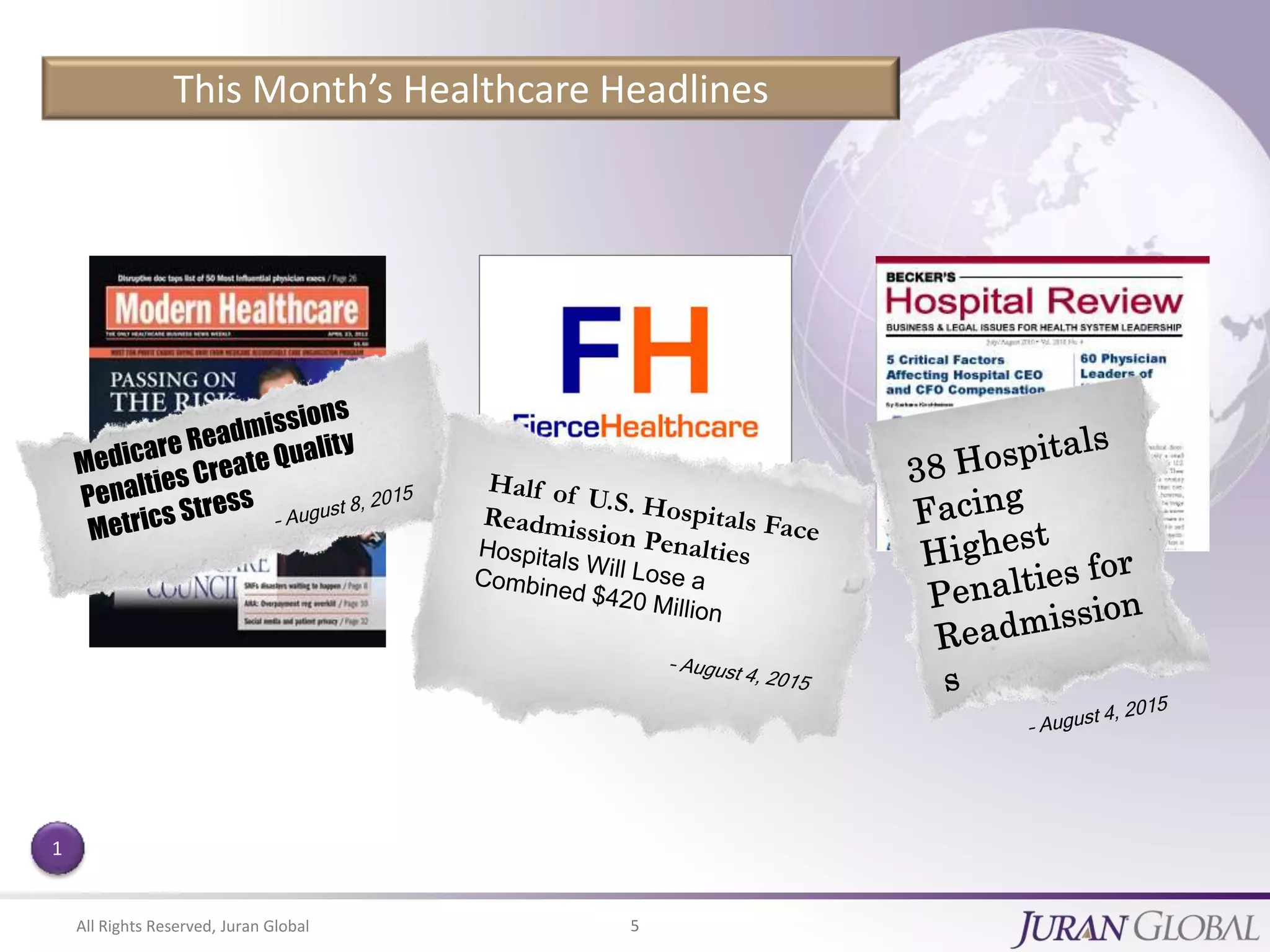 All Rights Reserved, Juran Global 5
This Month’s Healthcare Headlines
1
 