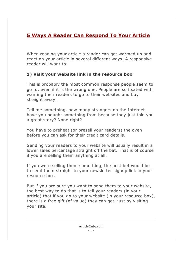 5 Ways A Reader Can Respond To Your Article