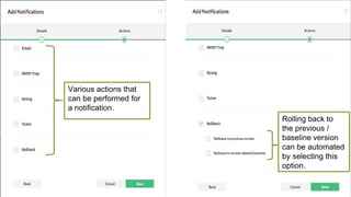 Number of devices with changes, the changes made in each device and its corresponding versions.
 