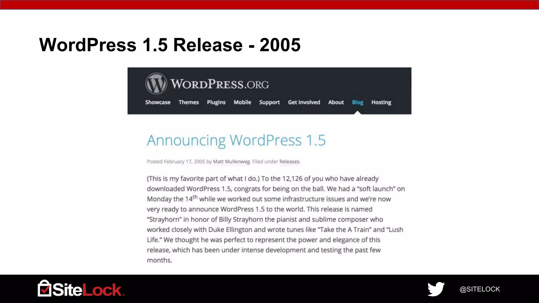 @SITELOCK
WordPress 1.5 Release - 2005
 