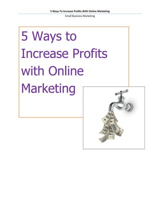 5 Ways To Increase Profits With Online Marketing
                Small Business Marketing




5 Ways to
Increase Profits
with Online
Marketing
 