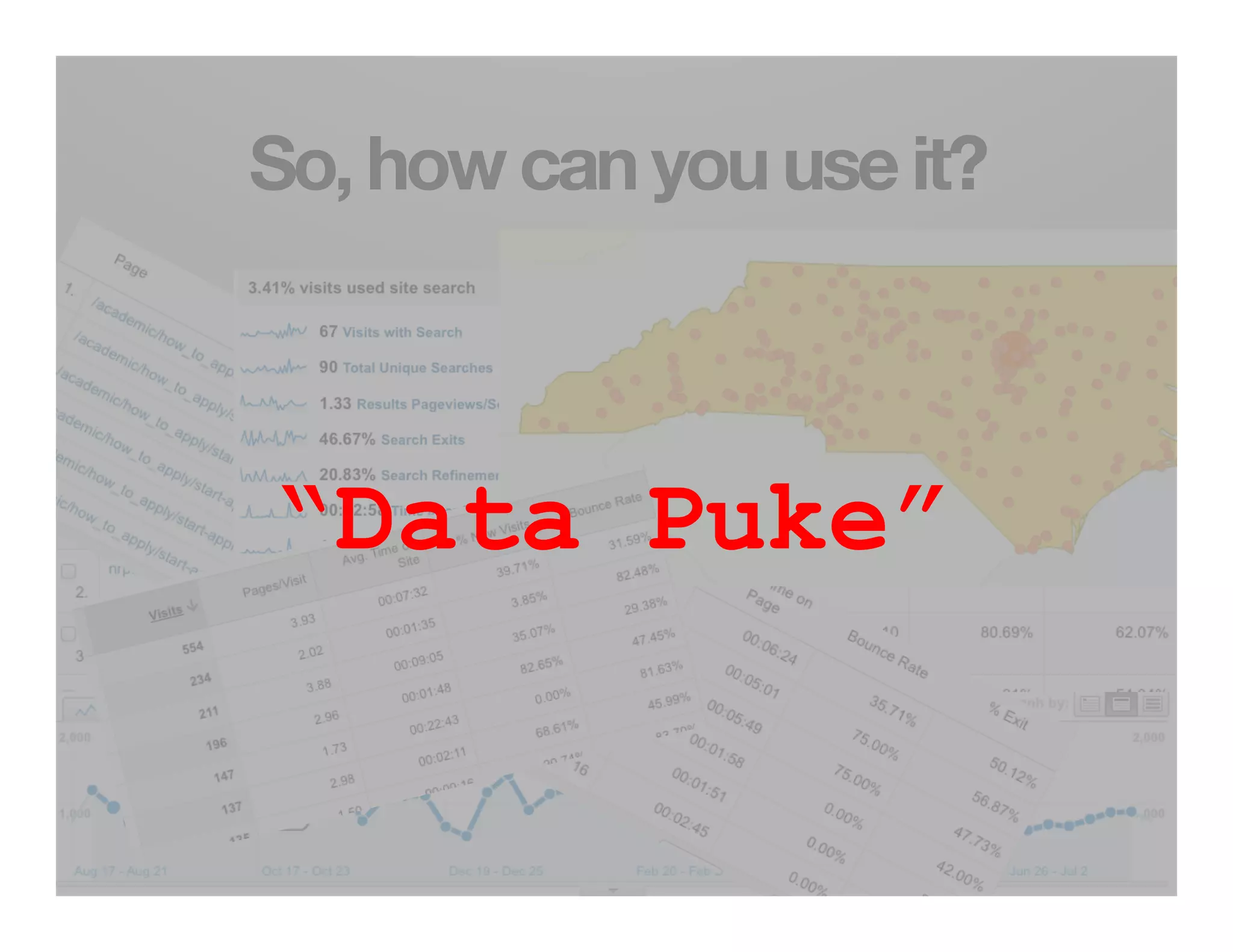 So, how can you use it?



“Data Puke”
 