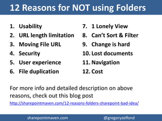 sharepointmaven.com @gregoryzelfondsharepointmaven.com @gregoryzelfond
F O L D E R S…
 