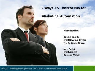 [object Object],[object Object],[object Object],[object Object],[object Object],[object Object],[object Object],5 Ways + 5 Tools to Pay for Marketing   Automation 
