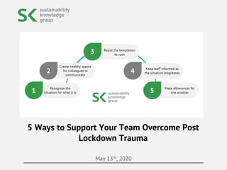 May 13th, 2020
5 Ways to Support Your Team Overcome Post
Lockdown Trauma
 