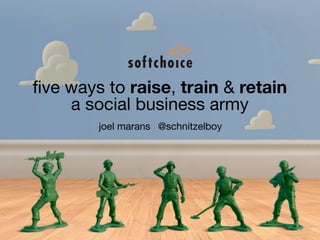 ﬁve ways to raise, train & retain
    a social business army
        joel marans | @schnitzelboy
 