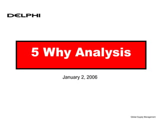 Global Supply Management
5 Why Analysis
5 Why Analysis
January 2, 2006
 