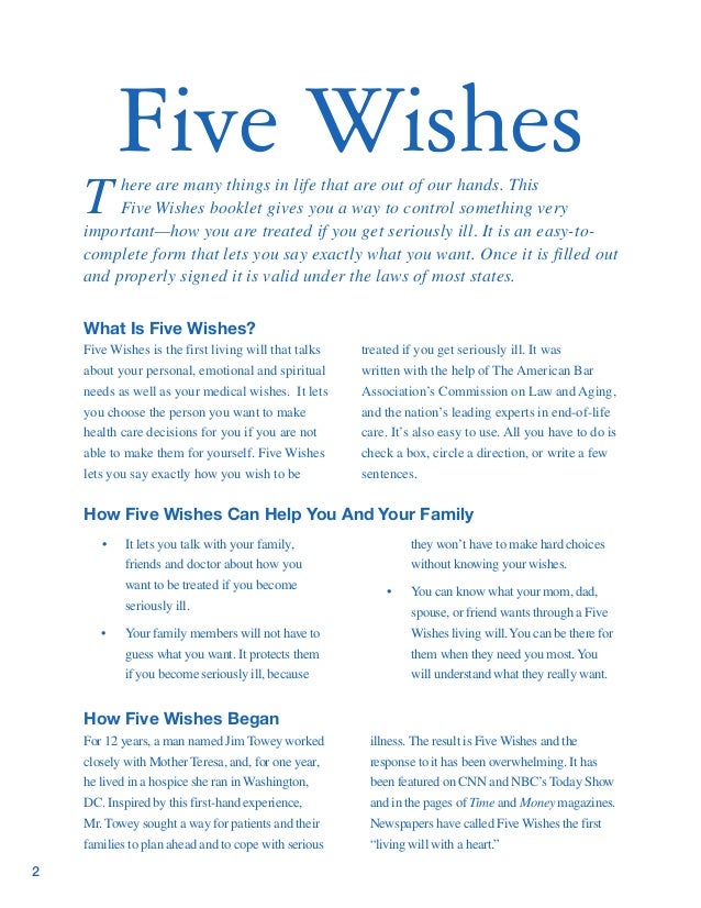 Five Wishes Free Printable Form PRINTABLE TEMPLATES