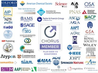 Advancing Public Access to Research | www.chorusaccess.org
PLUS OVER 118
SIGNATORIES
 
