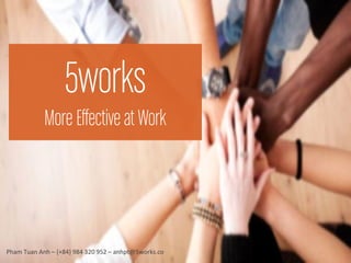 5works
            More Effective at Work




Pham Tuan Anh – {+84} 984 320 952 – anhpt@5works.co
 