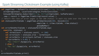 17
Spark Streaming Clickstream Example (using Kafka)
 