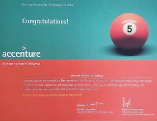 5 Years Completion Certificate from Accenture