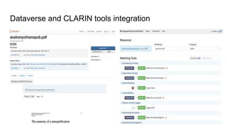 Dataverse and CLARIN tools integration
 