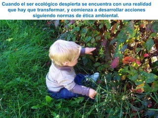 Cuando el ser ecológico despierta se encuentra con una realidad que hay que transformar, y comienza a desarrollar acciones siguiendo normas de ética ambiental.  