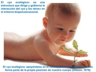 El «yo ecológico» es una estructura que dirige y gobierna la interacción del «yo y los otros» en el entorno biopsicoecosocial. El «yo ecológico» apoyándose en el concepto de la «cinestesia visual» forma parte de la propia posición de nuestro cuerpo (Gibson, 1979). 