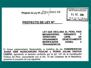 Porque el Peru debe ser: "Pais megadiverso, organico y libre de transgenicos"