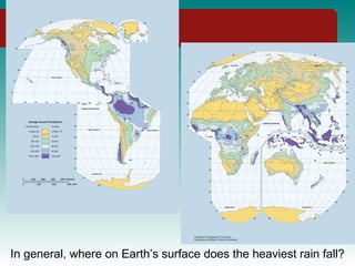 In general, where on Earth’s surface does the heaviest rain fall? 