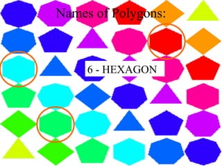 Names of Polygons: 6 - HEXAGON 