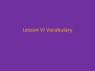 Lesson VI Vocabulary 