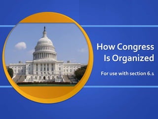 How Congress
Is Organized
For use with section 6.1&3
 