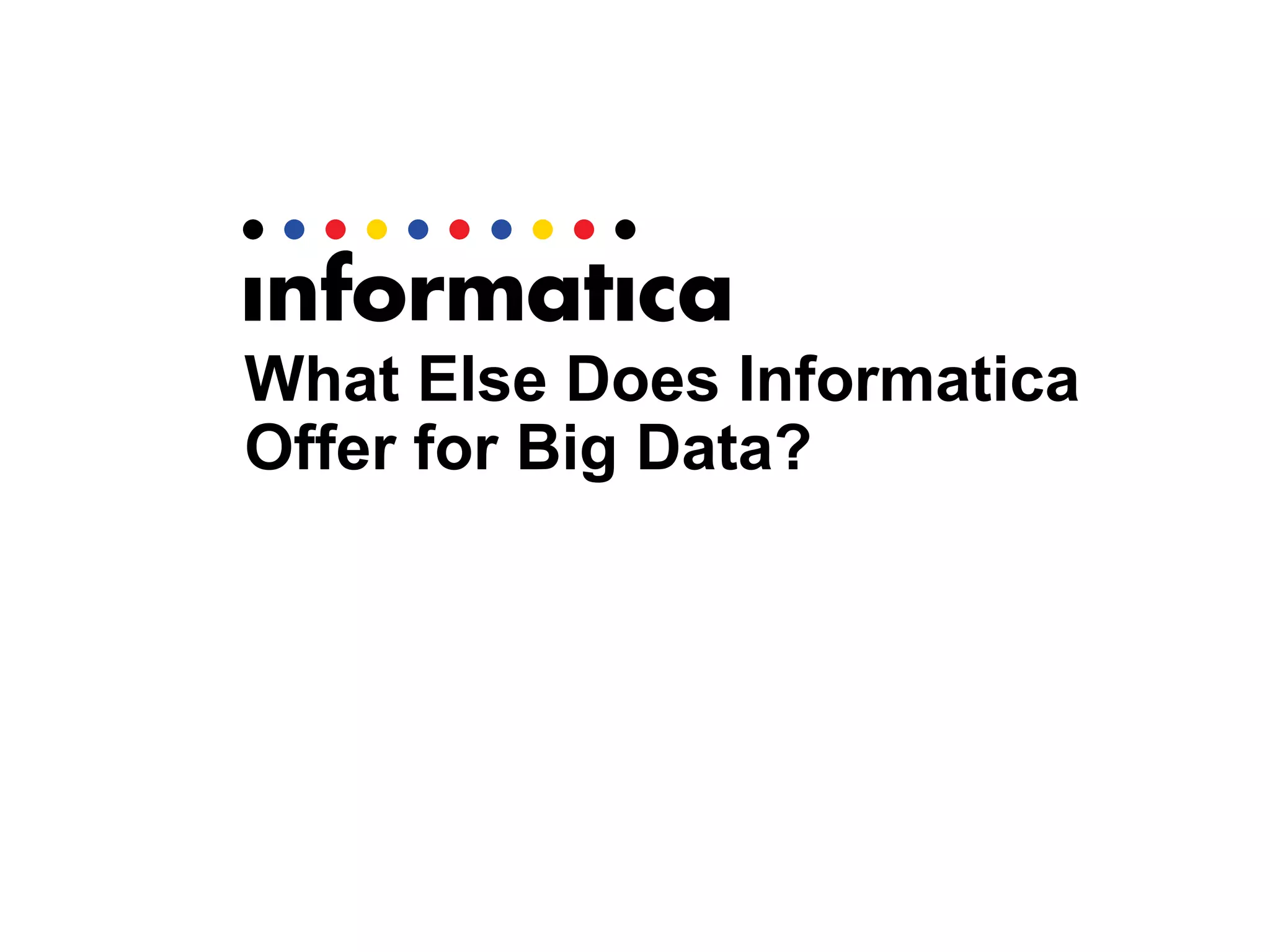 What Else Does Informatica
Offer for Big Data?
 