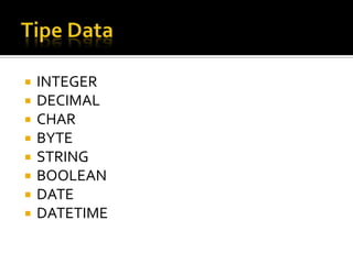 6. variabel, tipe data, dan operator pada vb | PPTX