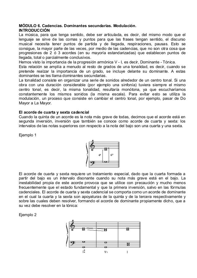 musica 6. cadencias. dominantes secundarias. modulación musica 6. cadencias. dominantes secundarias. modulación