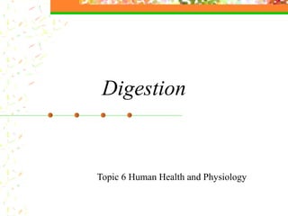 Digestion
Topic 6 Human Health and Physiology
 