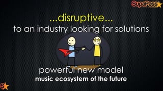 ...disruptive...
to an industry looking for solutions

powerful new model
music ecosystem of the future

 