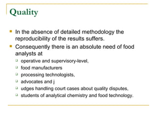 Food Analysis Quality Control | PPT