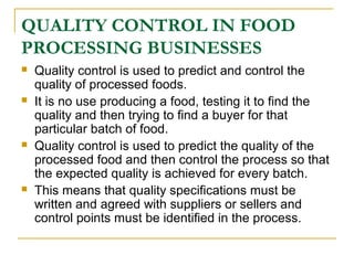 Quality Control Process Food Food Analysis Quality Control | PPT