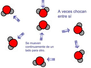 A veces chocan
entre sí

Se mueven
continuamente de un
lado para otro.

 
