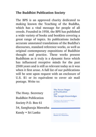 6. seven stages of purification & insight knowledges — ven. matara sri nanarama